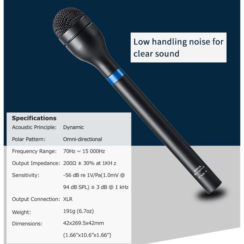 Microfone de Mão Boya By-hm100 Xlr Omnidirecional Preto