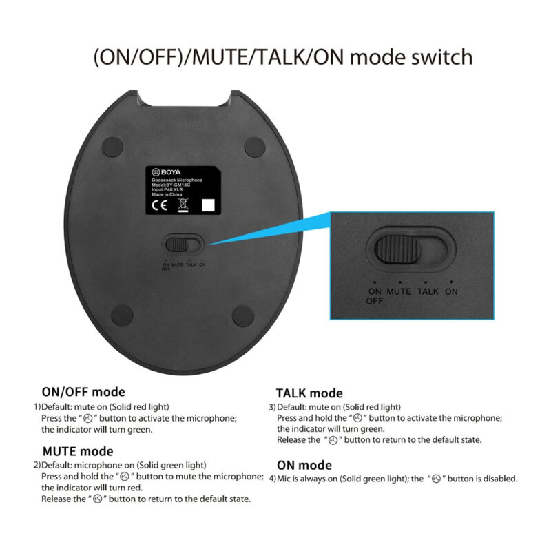 Microfone Mesa Boya By-gm18c Xlr Conferência Reunião Preto