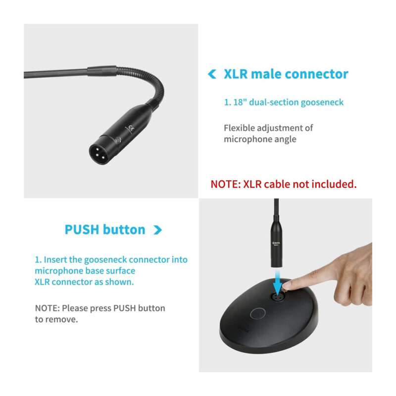 Microfone Mesa Boya By-gm18c Xlr Conferência Reunião Preto