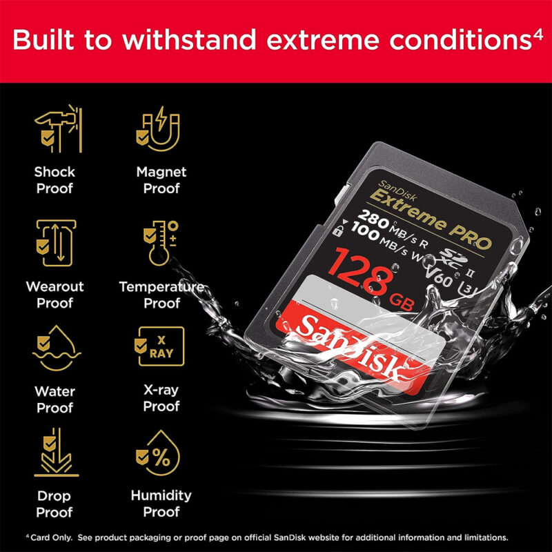 Cartão de Memória Sandisk 128gb Cartão Sd Extreme Pro 280Mbs