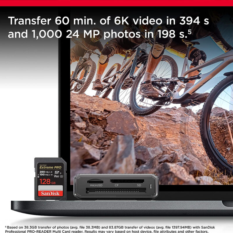 Cartão de Memória Sandisk 128gb Cartão Sd Extreme Pro 280Mbs