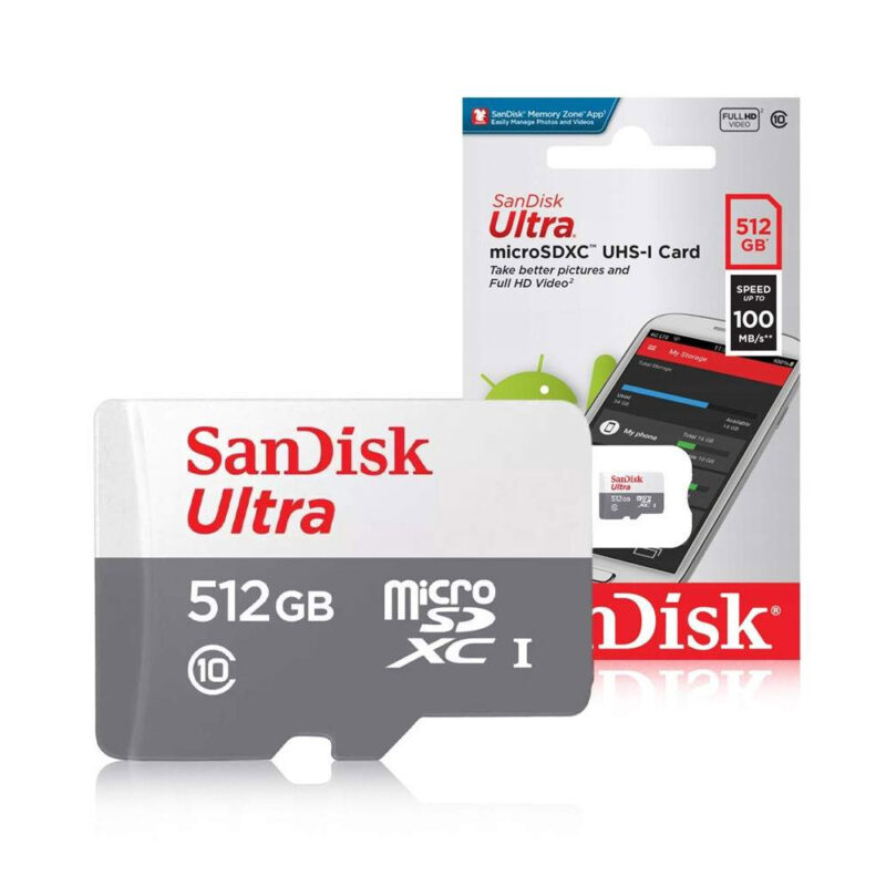 Cartão Memória MicroSd Sandisk 512gb Micro Sd Ultra 100Mbs