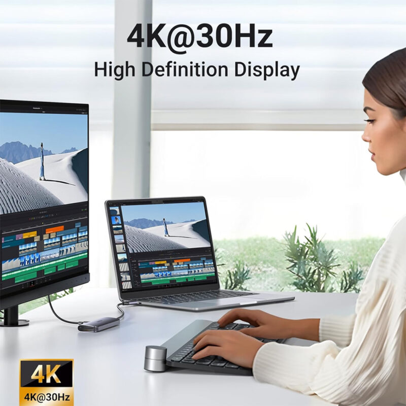Hub Adaptador Multifuncional Ugreen 6 em 1 p/Usb-C Cinza
