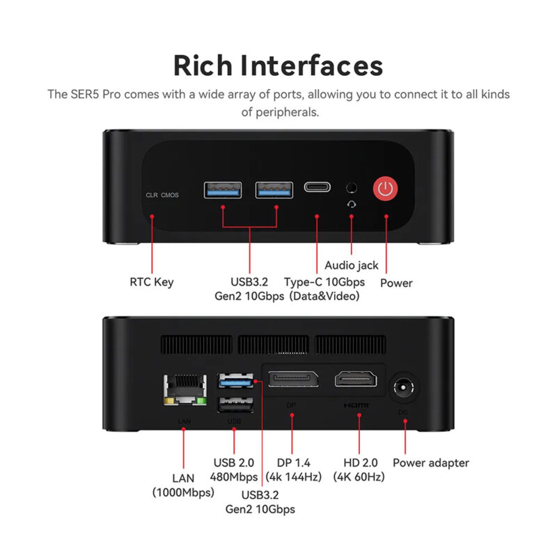Mini Pc Beelink Ser5 Pro 500gb 16gb Ram Ryzen 7 5700U 220V
