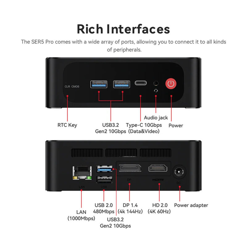 Mini Pc Beelink Ser5 Pro 1Tb 32gb Ram Ryzen 7 5700U 220V