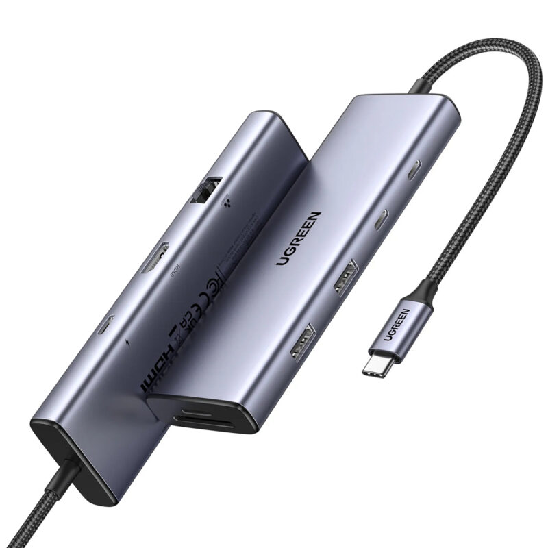 Hub Adaptador Ugreen 9 em 1 p/Usb-C 4k-60Hz + Porta Dp Cinza