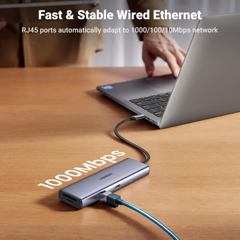 Hub Adaptador Ugreen 9 em 1 p/Usb-C 4k-60Hz + Porta Dp Cinza