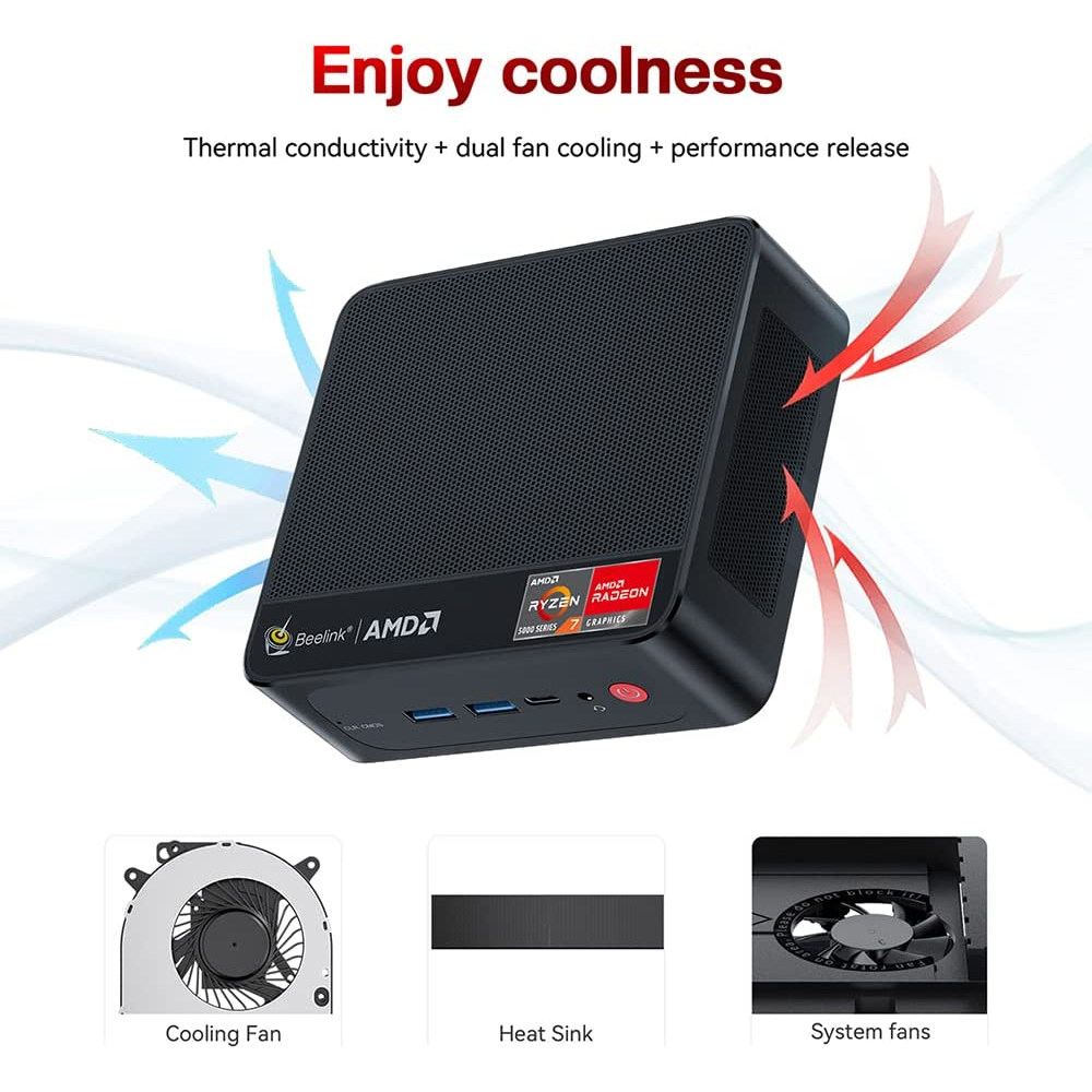 Mini Pc Beelink Processador Ryzen Amd 7 5800h 500gb 32gb Apenas 220V