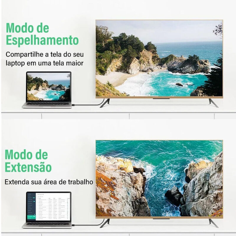 Cabo Displayport Macho Ugreen Suporta 4k/60hz 2 Metros Preto