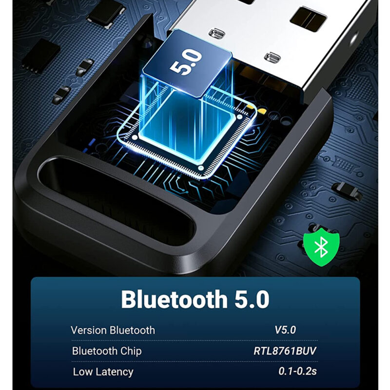 Adaptador Usb Ugreen para Bluetooth 5.0 Pc e Laptop Preto
