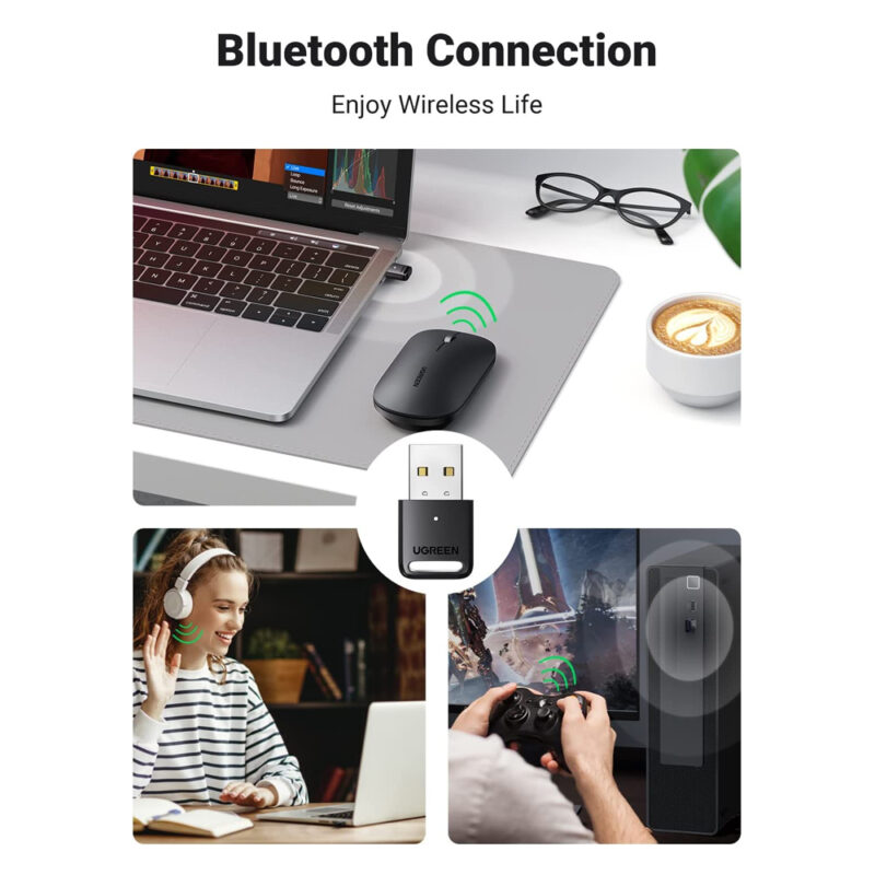 Adaptador Usb Ugreen para Bluetooth 5.0 Pc e Laptop Preto
