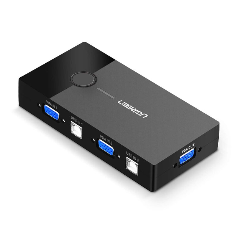 Hub Comutador Ugreen Kvm Switch 2 in 4 Usb 2.0/Vga Preto