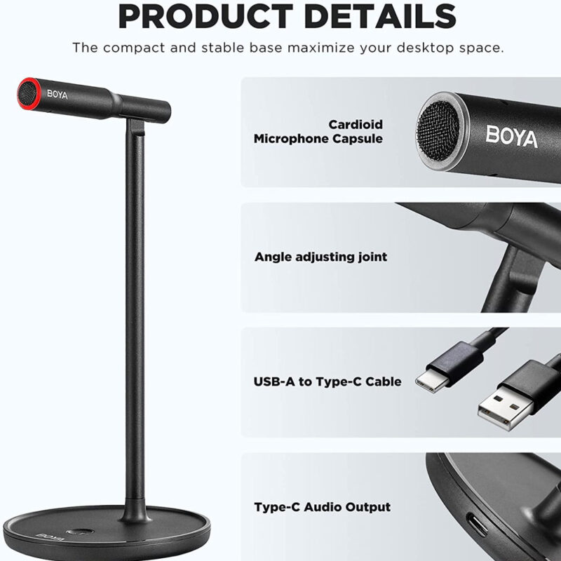 Microfone de Mesa Boya By-cm1 Pc para Estúdio Stream Preto