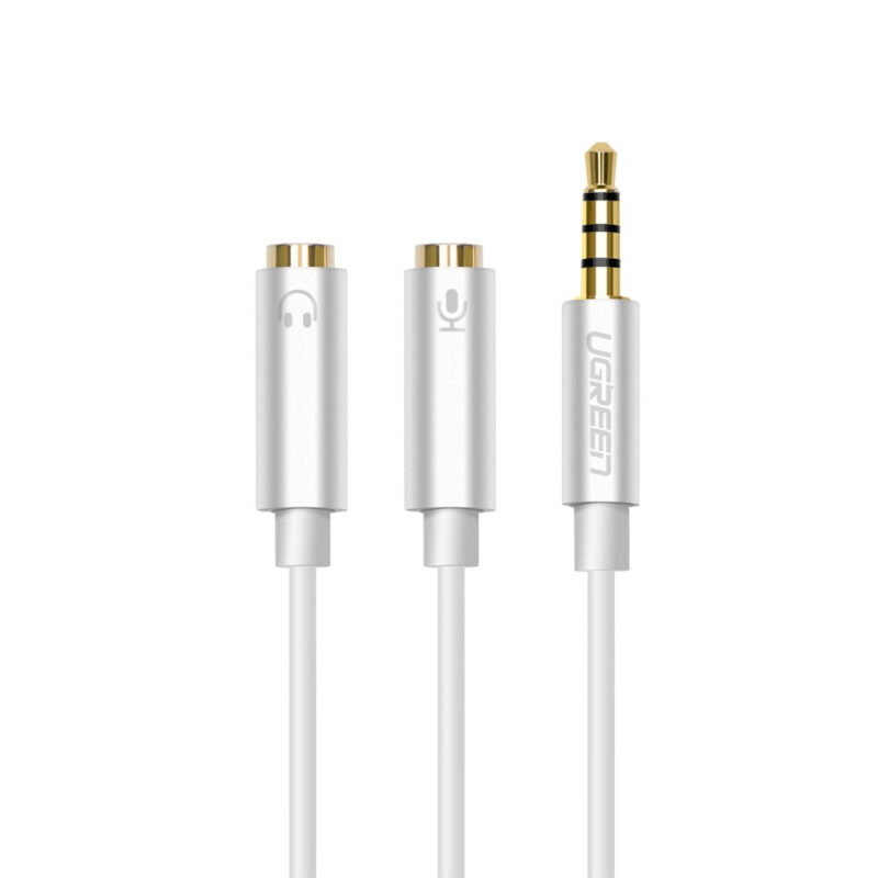 Cabo Divisor Áudio Ugreen 3.5mm Macho p/ 2 Fêmea Branco