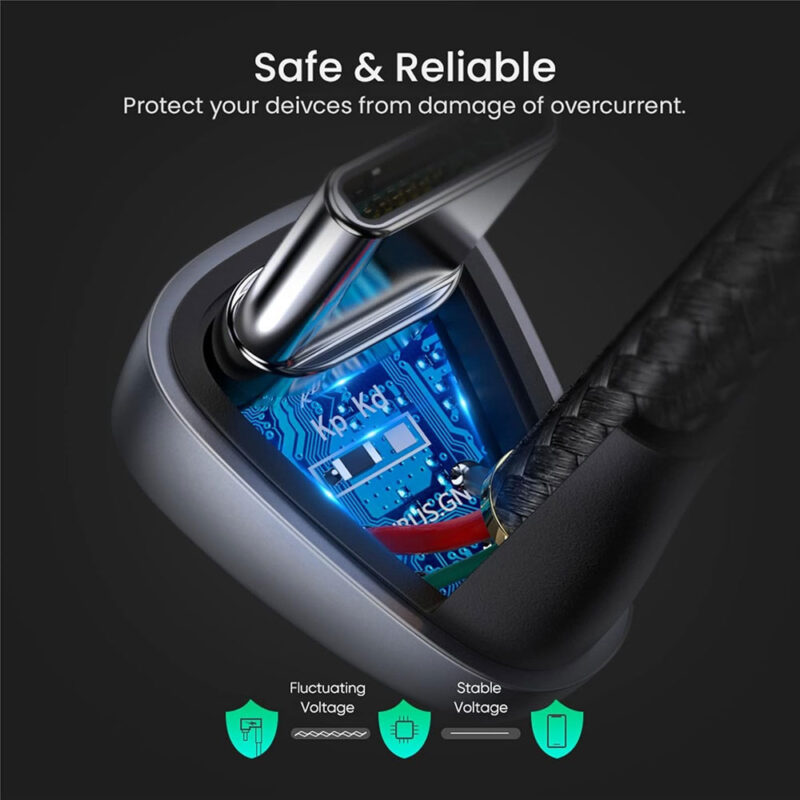 Cabo Usb A/C Dados Ugreen Angular 180° Macho 3A 1M Preto