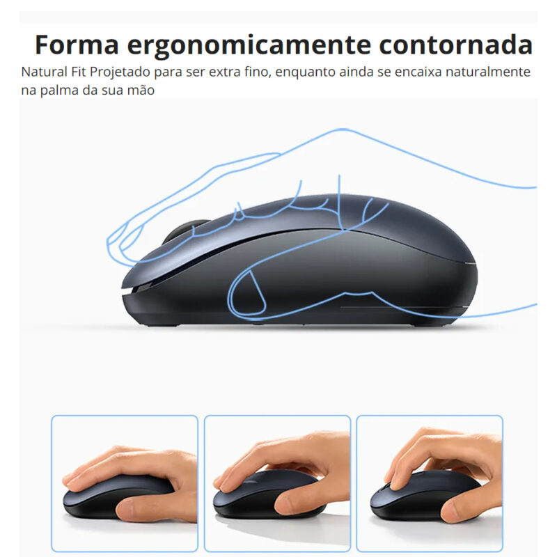 Mouse Bluetooth Sem Fio Ugreen 2400dpi 2,4GHz Azul Deep