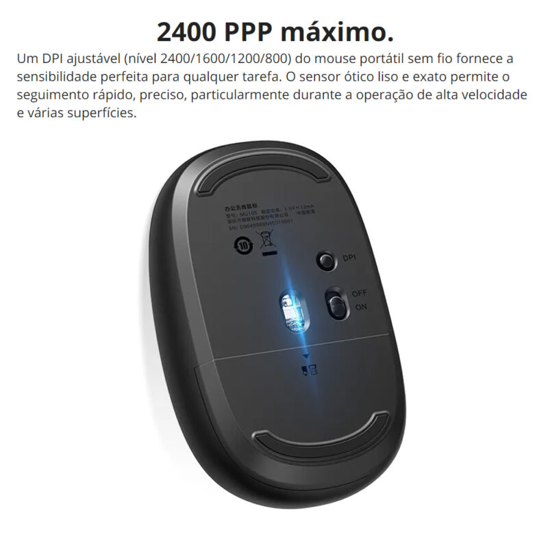 Mouse Bluetooth Sem Fio Ugreen 2400dpi 2,4GHz Azul Deep