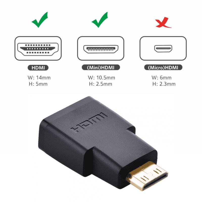 Adaptador Mini Hdmi Ugreen p/Hdmi 4k Macho-Fêmea Preto