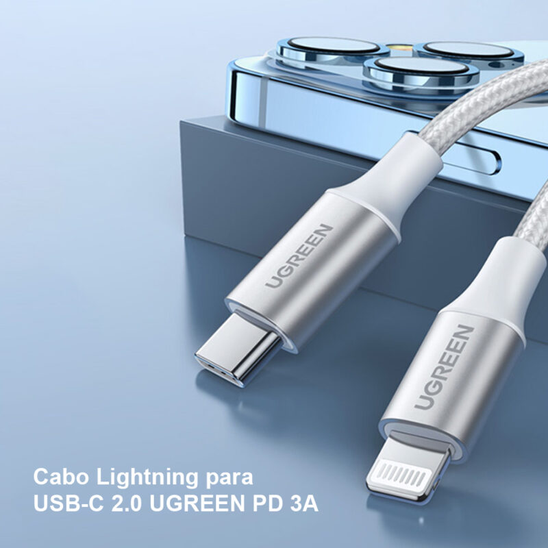 Cabo Usb C Ugreen p/Lightning Ios Mfi Macho 1Metro Prata