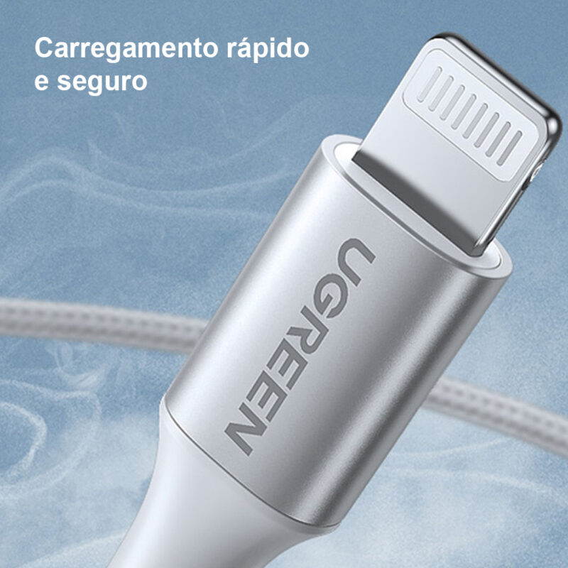 Cabo Usb C Ugreen p/Lightning Ios Mfi Macho 1Metro Prata