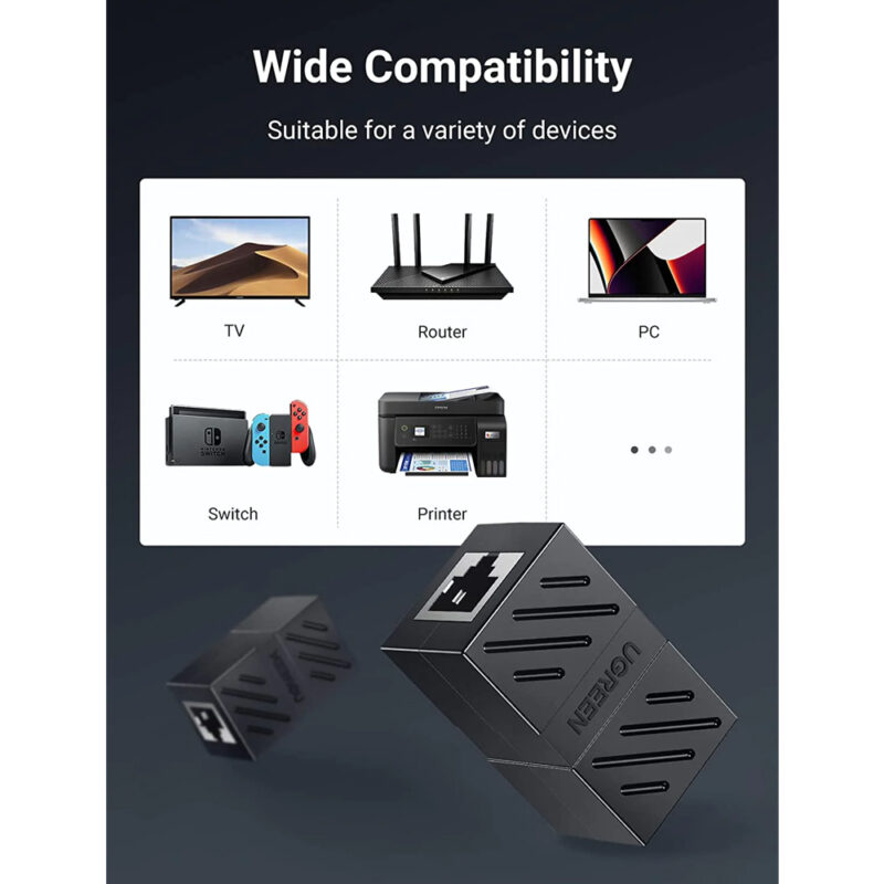 Adaptador Ugreen Acoplador RJ45 Fêmea Pacote 10un Preto