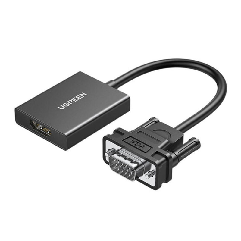 Adaptador de Vídeo Ugreen VGA p/ HDMI Macho/Fêmea Preto