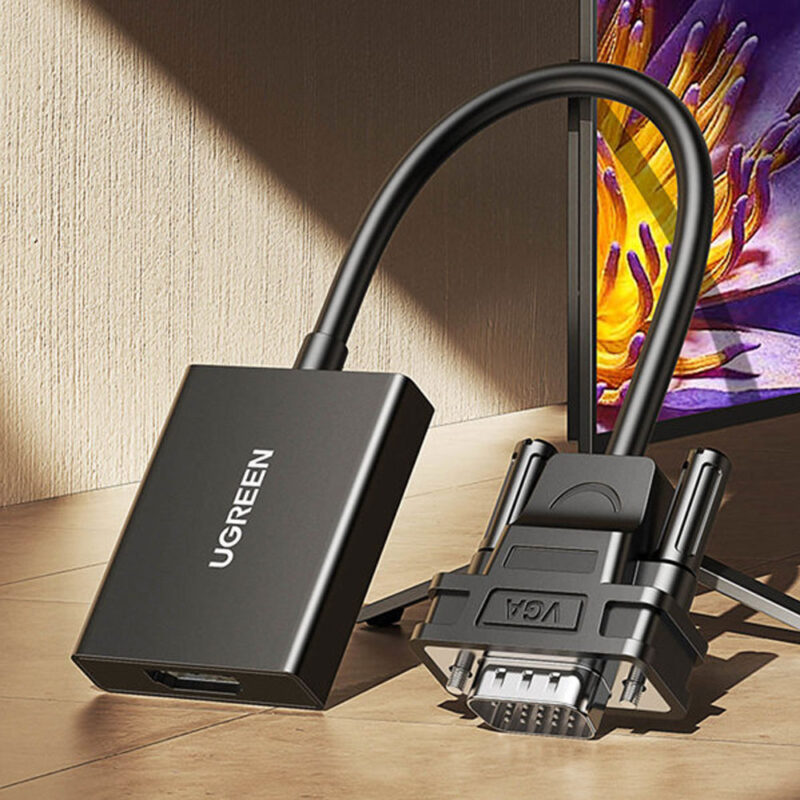 Adaptador de Vídeo Ugreen VGA p/ HDMI Macho/Fêmea Preto
