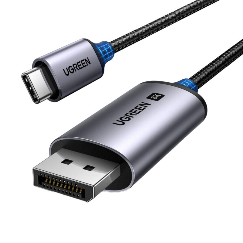 Cabo Usb C p/DisplayPort Ugreen 8K-60Hz Macho 1M Preto