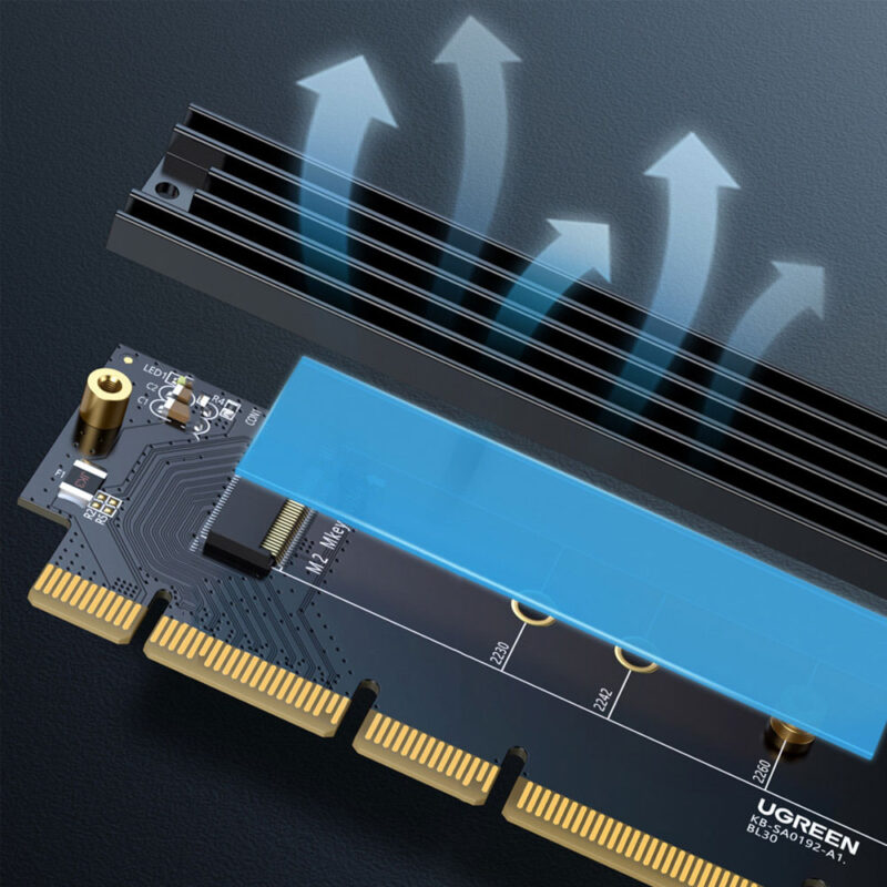 Placa Expansão Ugreen PCIe Gen 4 x16 p/M.2 64Gbps Preto
