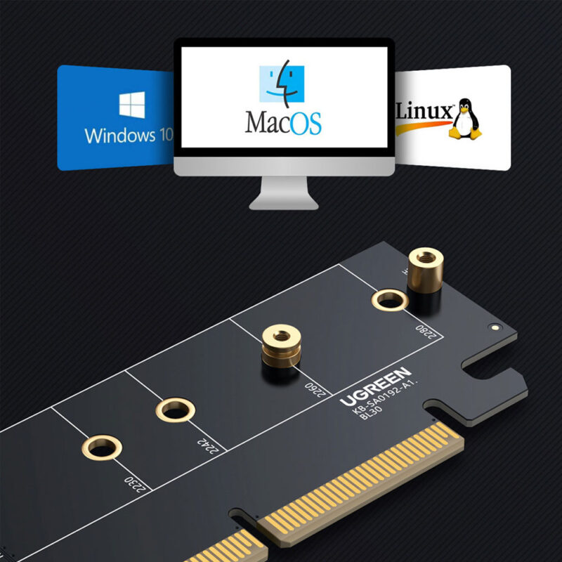 Placa Expansão Ugreen PCIe Gen 4 x16 p/M.2 64Gbps Preto