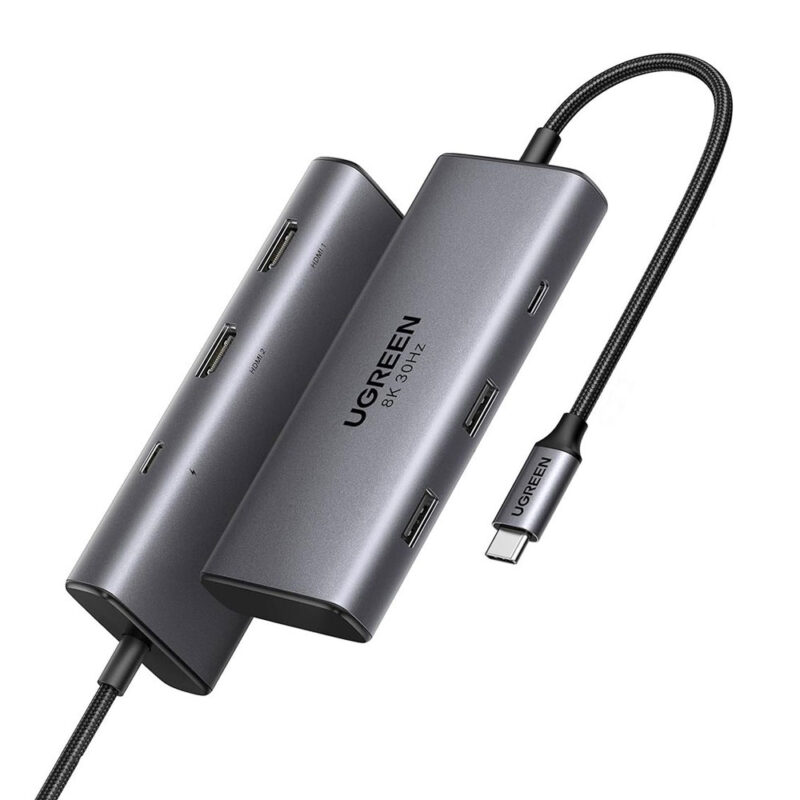 Hub Adaptador Ugreen  6 em 1 p/ Usb C + PD 8K-30Hz Cinza