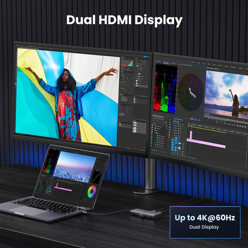 Hub Adaptador Ugreen  6 em 1 p/ Usb C + PD 8K-30Hz Cinza