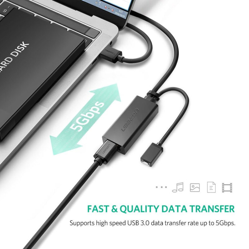 Cabo Extensor Ativo Ugreen Usb 3.0 Macho/Fêmea 5 M Preto