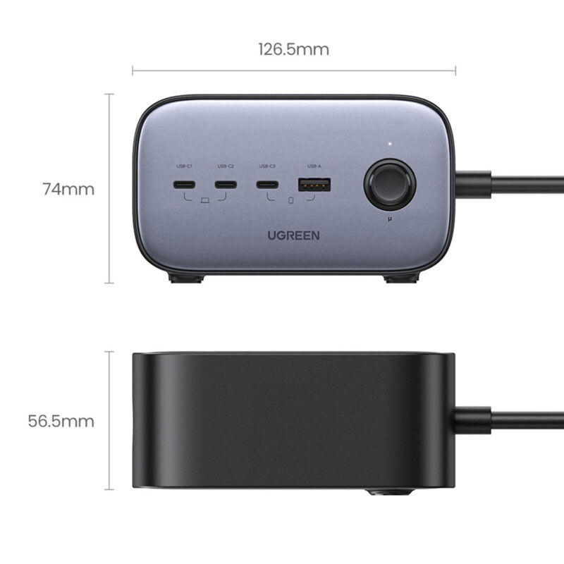 Carregador Ugreen DigiNest Pro 100W 2 Ac + Usb A/C Preto