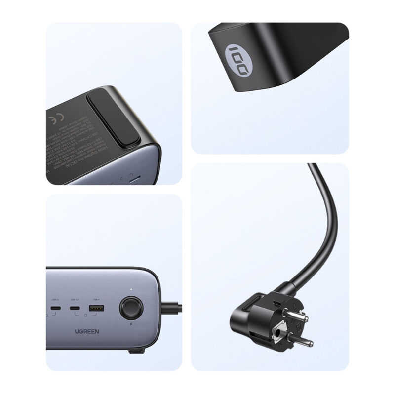 Carregador Ugreen DigiNest Pro 100W 2 Ac + Usb A/C Preto