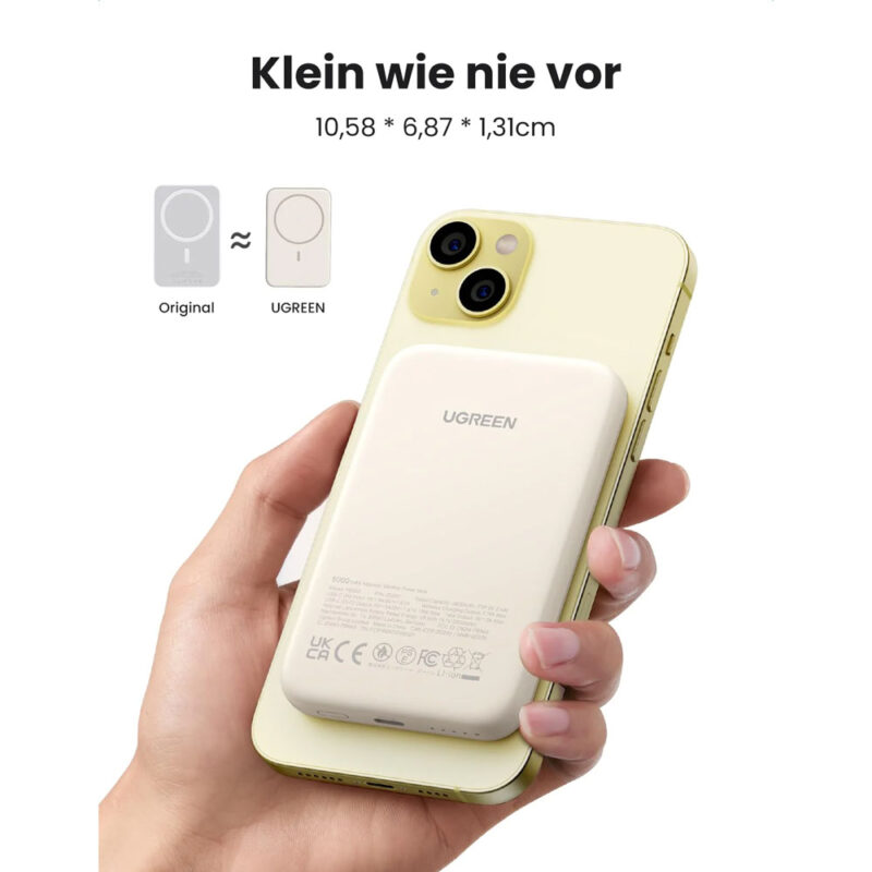 Power Bank Ugreen 5000mAh Carregador Sem Fio 15W Branco