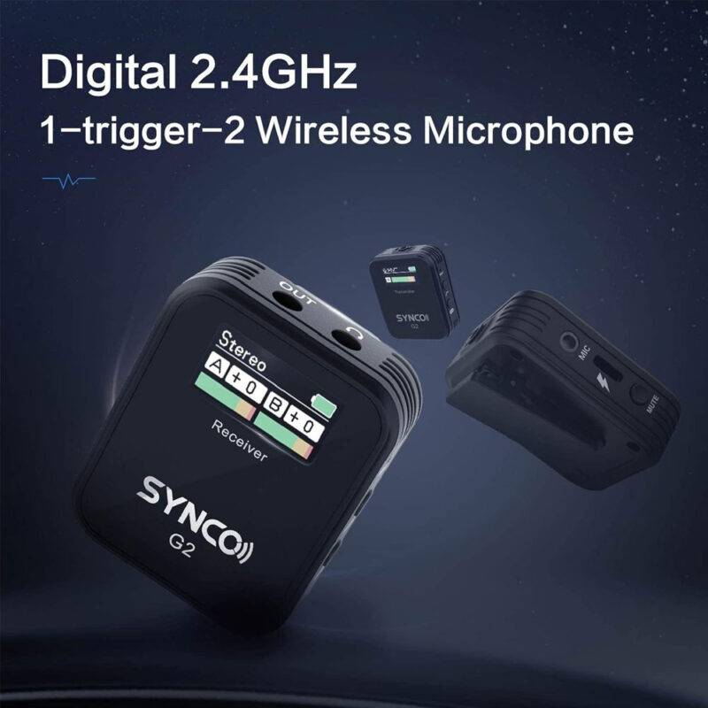 Sistema Microfone Sem Fio Synco G2A2 Lapela 2,4Ghz Preto