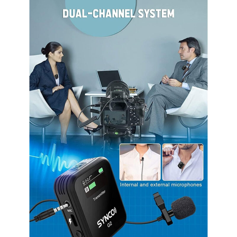 Sistema Microfone Sem Fio Synco G2A2 Lapela 2,4Ghz Preto