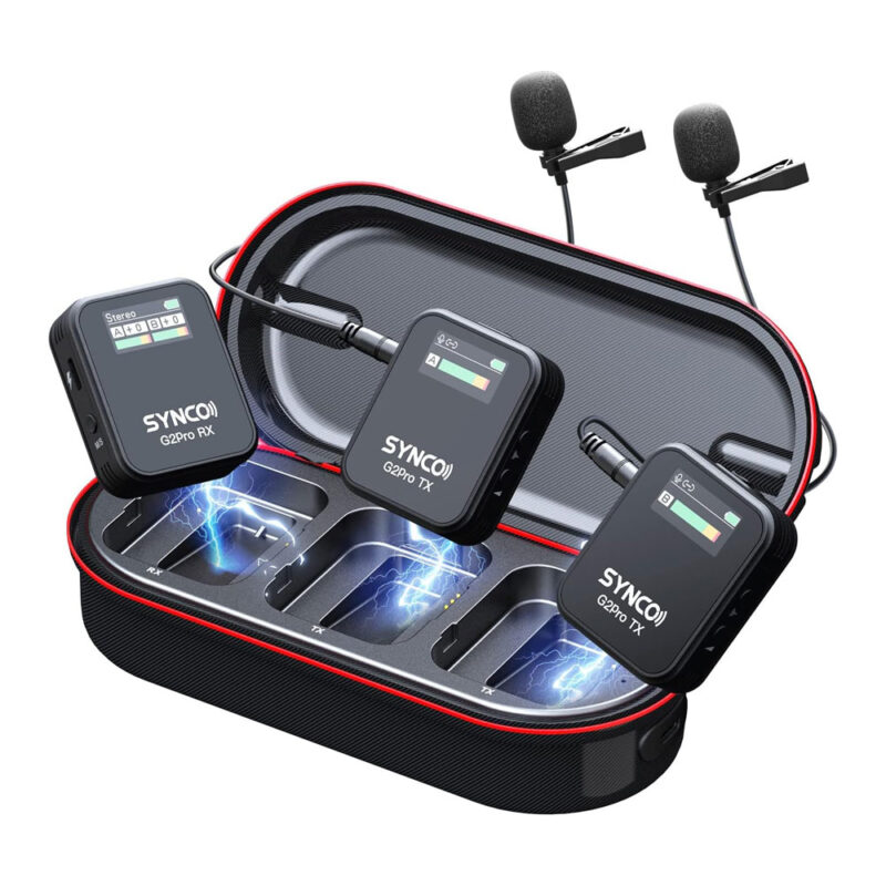 Microfone de Lapela Synco G2A2 Pro 2,4Ghz + Case Preto