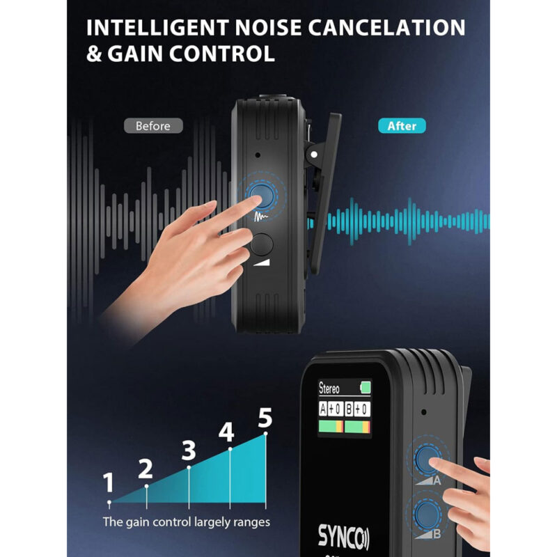 Microfone de Lapela Synco G2A2 Pro 2,4Ghz + Case Preto