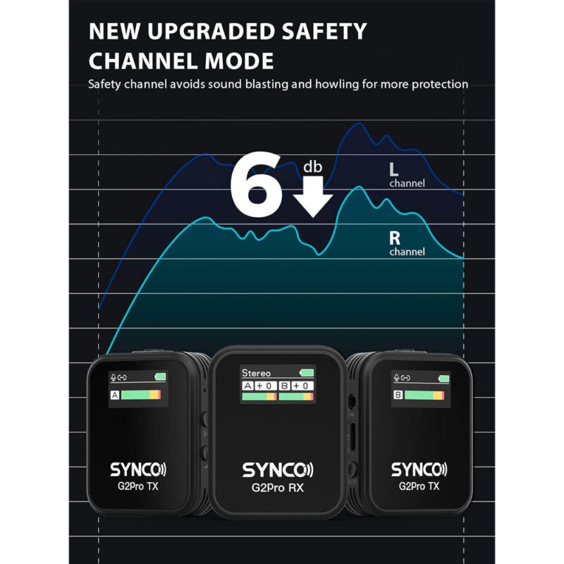 Microfone de Lapela Synco G2A2 Pro 2,4Ghz + Case Preto