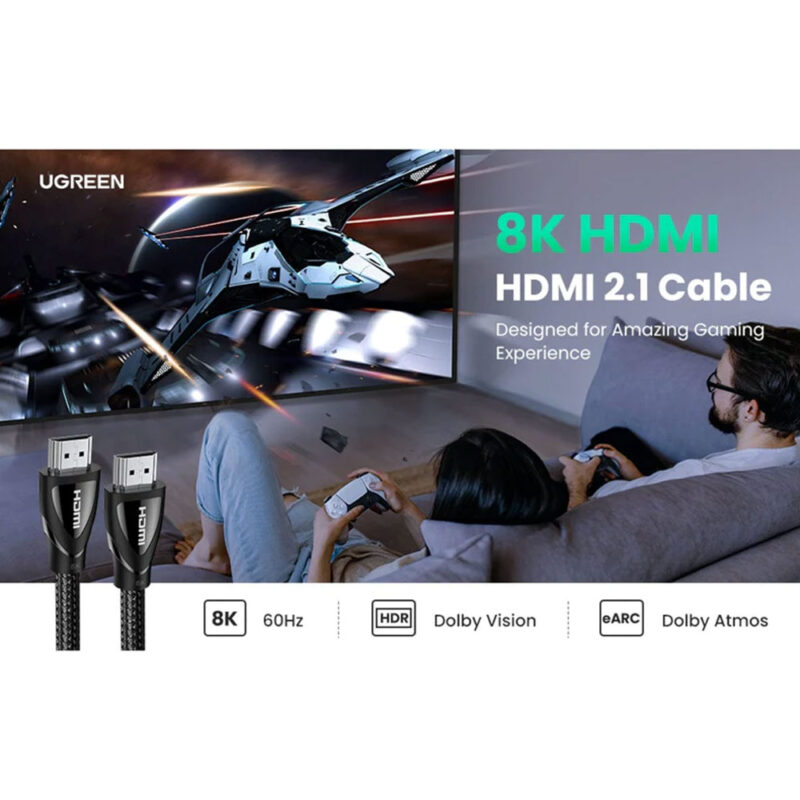 Cabo de Vídeo 8K-60Hz Ugreen Hdmi 2.1 Macho 1.5M Preto