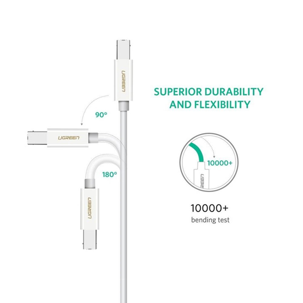 Cabo de Impressora Ugreen Usb A p/Usb C 1 Metro Branco