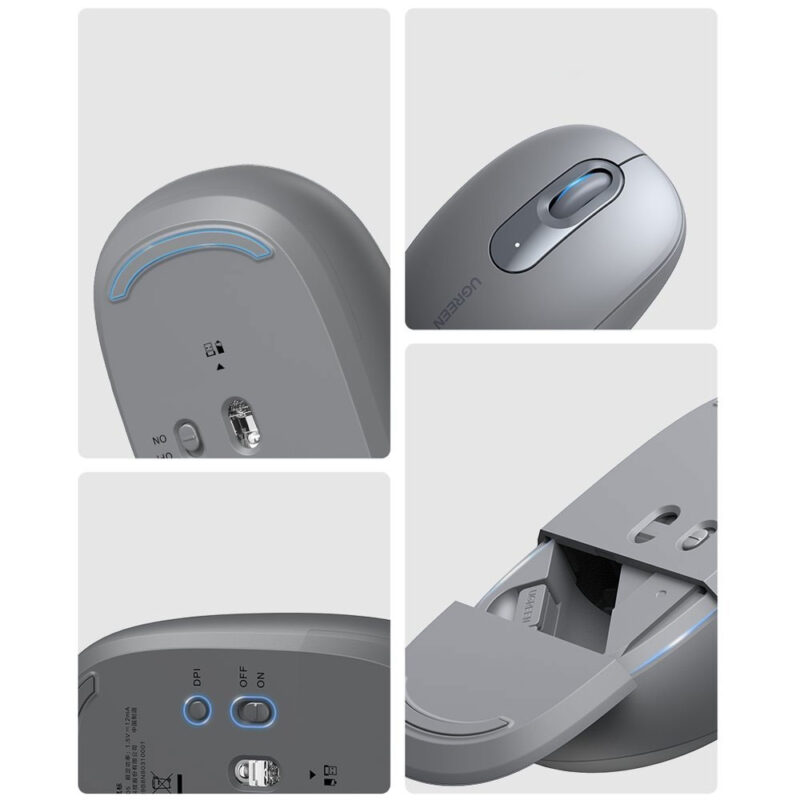 Mouse Sem Fio Ugreen Sensor 2400dpi Wireless 2,4G Cinza