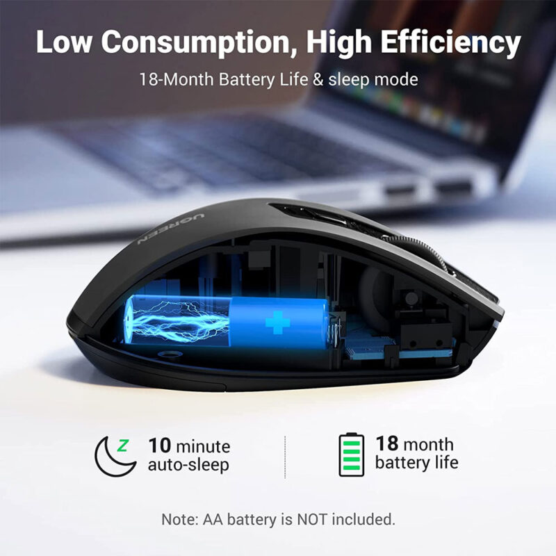 Mouse Bluetooth Sem Fio Ugreen Sensor 4000Dpi 2,4G Preto