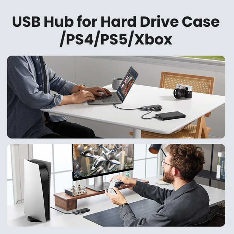 Hub Adaptador Ugreen 4x Portas Usb A 3,2 Gen1 20cm Preto