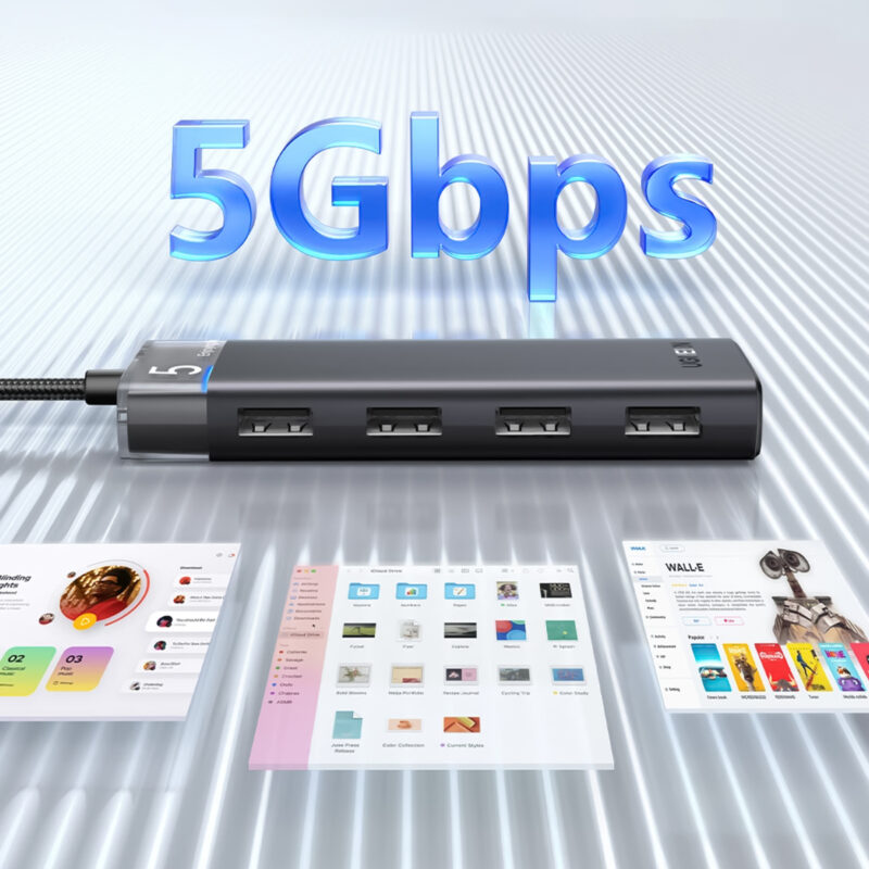 Hub Adaptador Ugreen 4x Portas Usb A 3,2 Gen1 20cm Preto