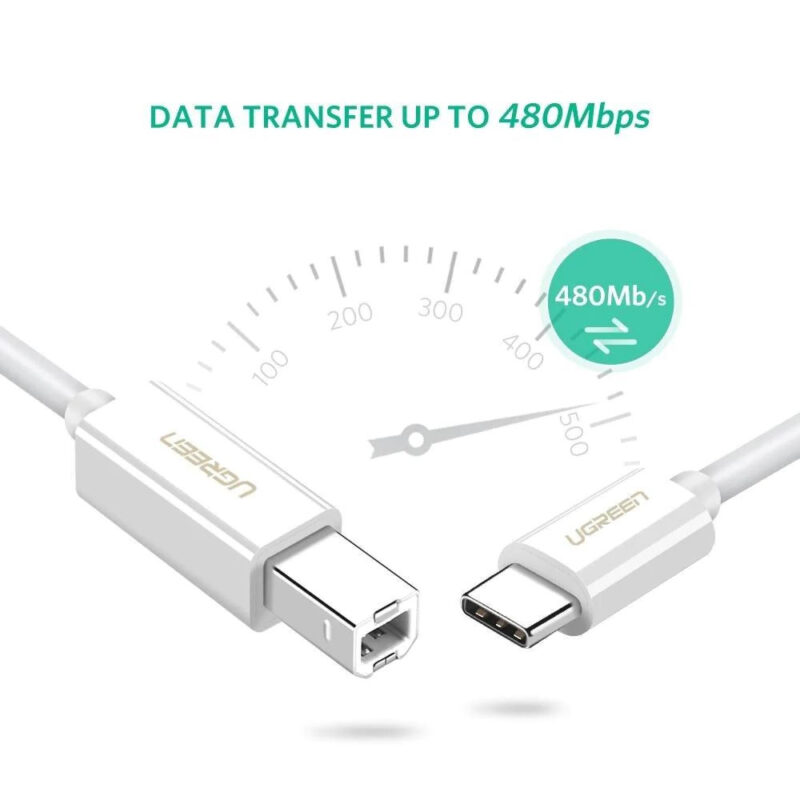 Cabo Impressora Ugreen Usb C p/Usb B Macho 1.5M Branco