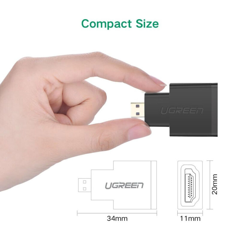 Adaptador de Vídeo Ugreen Micro Hdmi p/Hdmi Fêmea Preto