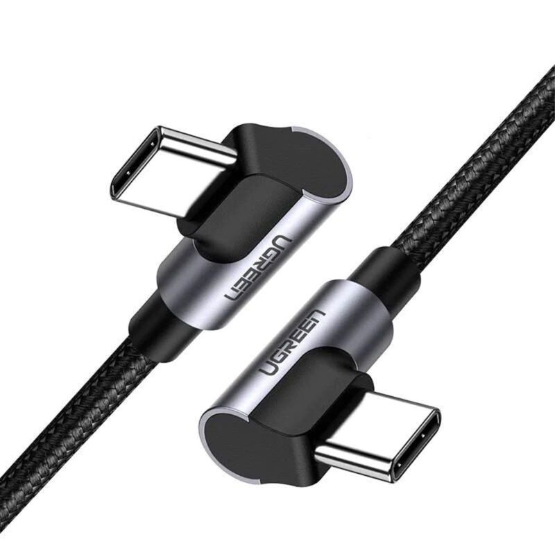 Cabo Usb C Angular Ugreen Macho/Macho 3A 1 Metro Preto